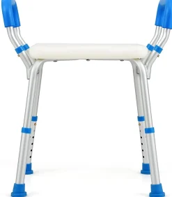 Banc de Douche à 2 Niveaux en HDPE, Tabouret de Bain Imperméable, pour Intérieur et Extérieur Salle de Bain, Entrée, Balcon, Bleu