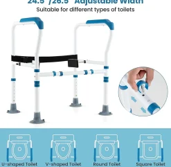 Barre appui pour toilettes pour personnes âgées avec hauteur largeur sangle réglables pour personnes âgées handicapées