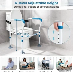 Barre appui pour toilettes pour personnes âgées avec hauteur largeur sangle réglables pour personnes âgées handicapées