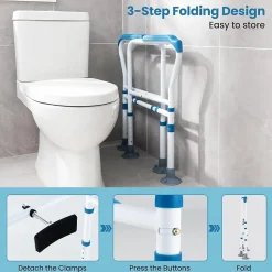 Barre appui pour toilettes pour personnes âgées avec hauteur largeur sangle réglables pour personnes âgées handicapées