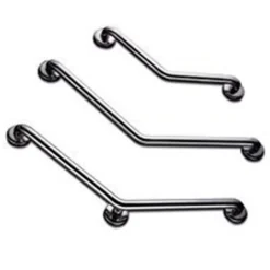 Barre d'appui coudée 135 degrés verticale ou horizontale en inox poli - 2 points de fixation