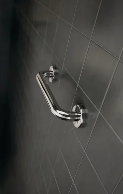 Barre d'appui coudée 135 degrés verticale ou horizontale en inox poli - 2 points de fixation