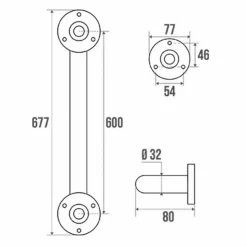Barre d'appui droite Inox poli brillant 600mm