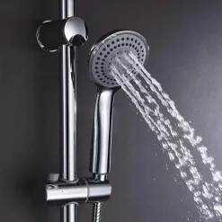 Barre de douche avec équipement TREN de 65,5 cm, finition chrome poli, en laiton Kibath