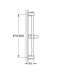 Barre de douche avec support douchette réglable 62 cm chrome Grohe Vitalio