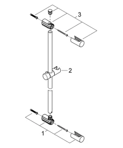 Barre de douche avec support douchette réglable 62 cm chrome Grohe Vitalio