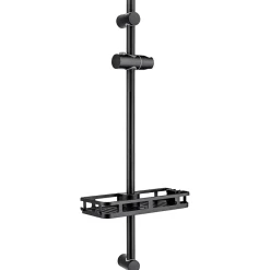 Barre de Douche en inox 70 cm avec Support de Pommeau de Douche, fixations murales réglables, Noir