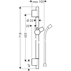 Barre de douche HANSGROHE Unica S Puro 65 cm avec flexible Aspect doré poli