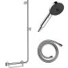 Barre de douche PMR HANSGROHE Unica 110 avec poignée à gauche Chromé + Pommeau de douche Pulsify 3 jets + flexible Isiflex 160cm