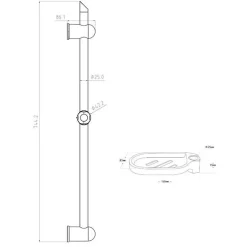 Barre de douche ROUSSEAU sans robinet - Chromé - Diametre 25mm - Garantie 5 ans
