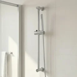 Barre de douche standard réglable fixation murale coloris chrome L.64,5 cm