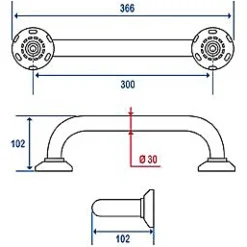 Barre de redressement en laiton chromé 30 cm