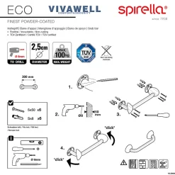 Barre de redressement ou d'appui ECO Acier Inox 30cm Blanc Spirella