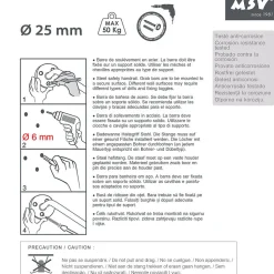 Barre de redressement ou d'appui Acier 60cm Blanc MSV