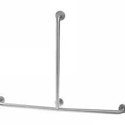 Barre de relèvement et appui droite en T horizontal 1 remontée PMR normes handicapé SANINDUSA NewWCCare inox brossé