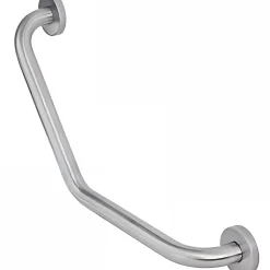 Barre de relèvement et appui coudée PMR normes handicapé coudée SANINDUSA NewWCCare inox brossé