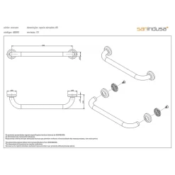 Barre de relèvement et appui murale PMR normes handicapé SANINDUSA WcCare 45 blanc
