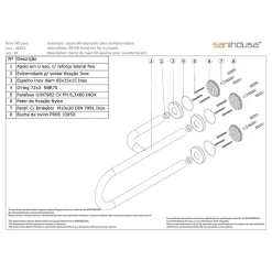 Barre de relèvement et appui en U avec renfort latéral à gauche PMR normes handicapé SANINDUSA NewWCCare 60 inox brossé