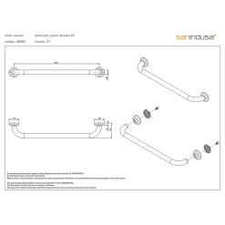 Barre de relèvement et appui murale PMR normes handicapé SANINDUSA WcCare 90 blanc