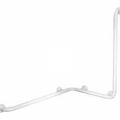 Barre de relèvement et appui coudée à 90 en angle à droite coudée à 90 PMR normes handicapé SANINDUSA NewWCCare blanche
