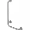 Barre de relèvement et appui en angle à gauche coudée à 90 PMR normes handicapé SANINDUSA NewWCCare inox brossé