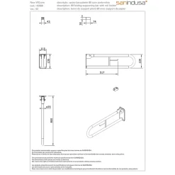 Barre de relèvement et appui WC murale en U rabattable avec porte papier PMR normes handicapé SANINDUSA NewWCCare 80 inox brossé