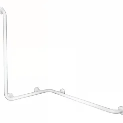 Barre de relèvement et appui coudée à 90 en angle à gauche coudée à 90 PMR normes handicapé SANINDUSA NewWCCare blanche