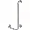 Barre de relèvement et appui en angle à droite coudée à 90 PMR normes handicapé SANINDUSA NewWCCare inox brossé