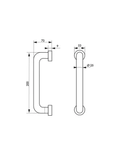 Barre droite de maintien, inox 304, longueur 200mm, diamètre 25mm, finition inox brossé - THIRARD