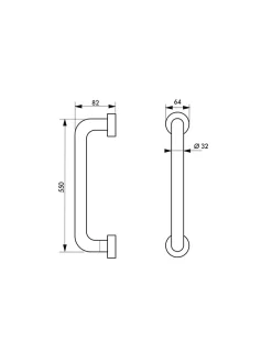 Barre droite de maintien, inox 304, longueur 3550mm, diamètre 32mm, finition inox poli - THIRARD