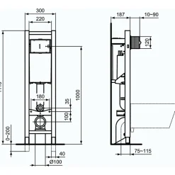 Bati-support Ideal Standard autoportant gain de place éco certifié NF + plaque carrée