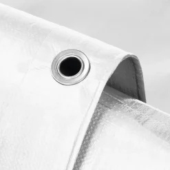 Bâche de couverture étanche protection en PE avec oeillets 6x10 m 260g/m² blanc
