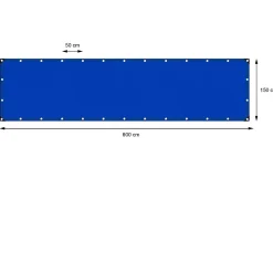 Bâche de couverture étanche protection en PE avec oeillets 1,5x6 m 180 g/m² bleu