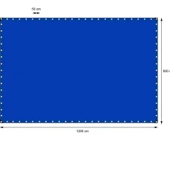 Bâche de couverture étanche protection en PE avec oeillets 8x12 m 180 g/m² bleu