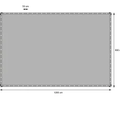 Bâche de couverture étanche protection en PE avec oeillets 8x12 m 180 g/m² gris