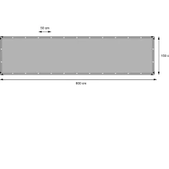 Bâche de couverture étanche protection en PE avec oeillets 1,5x6 m 260 g/m² gris
