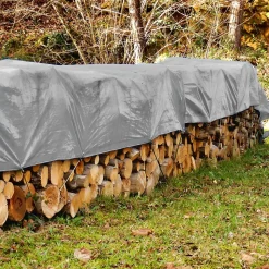 Bâche de couverture étanche protection en PE avec oeillets 1,5x12m 260 g/m² gris