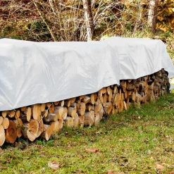 Bâche de couverture étanche protection en PE avec oeillets 1,5x6 m 260g/m² blanc