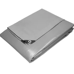 Bâche de couverture étanche protection en PE avec oeillets 6x12 m 180 g/m² gris