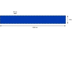 Bâche de couverture étanche protection en PE avec oeillets 1,5x12m 180 g/m² bleu