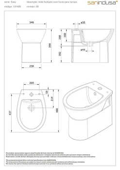 Bidet Easy compact gain de place céramique traditionnelle SANINDUSA pose au sol avec trous pour abattant (non compris) blanc