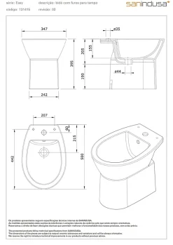 Bidet Easy céramique traditionnelle SANINDUSA pose au sol avec trous pour abattant blanc