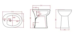 Bidet surélevé céramique ALTO 3 - Blanc - Hauteur 50 cm - Profondeur : 51 cm - Largeur : 37,5 cm