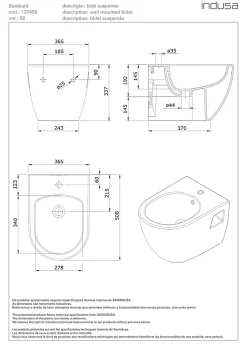 Bidet suspendu céramique traditionnelle SANINDUSA Sanibold 50 blanc
