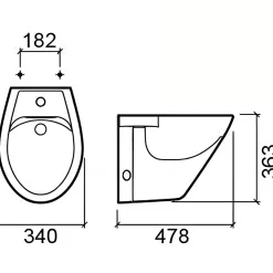 Bidet suspendu céramique traditionnelle SANINDUSA Cetus 48 blanc