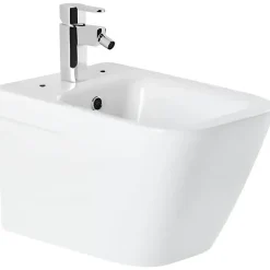 Bidet suspendu céramique traditionnelle SANINDUSA Look avec trous pour abattant blanc (abattant, robinet et vidage non inclus)