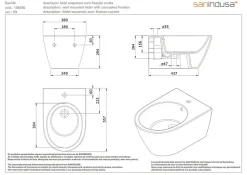 Bidet suspendu céramique traditionnelle SANINDUSA 56 Sanlife blanc