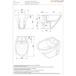 Bidet suspendu céramique traditionnelle SANINDUSA Cetus blanc