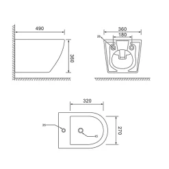 Bidet Suspendu Rond Noir Mat - Folk