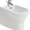 Bidet UrbY Compact gain de place céramique SANINDUSA pose au sol avec trous abattant (abattant non compris) blanc